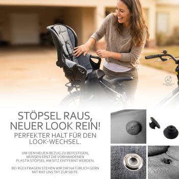Preview: BAMBINIWELT Ersatzbezug, Sitzkissen, Bezug für Fahrradsitz, Modell Römer Jockey (Mod. 5) MELIERT